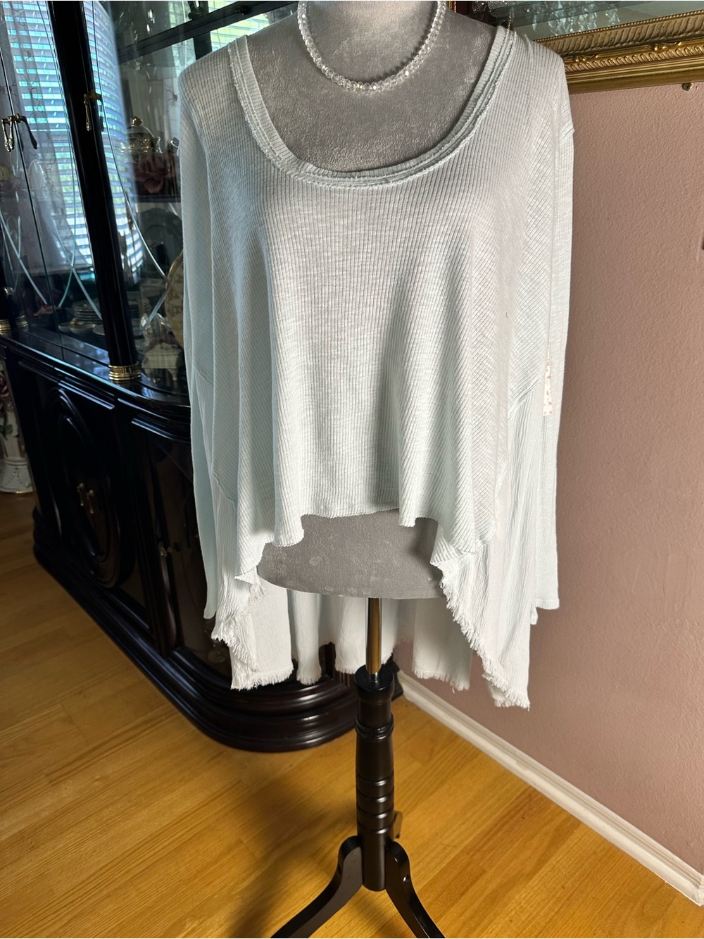 We The Free Pale Blue Layered Ribbed Tunic Top
